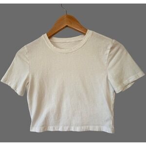JYC White Cropped T-Shirt Women's XS Short Sleeve‎ Crew Neck Basic Tee Top